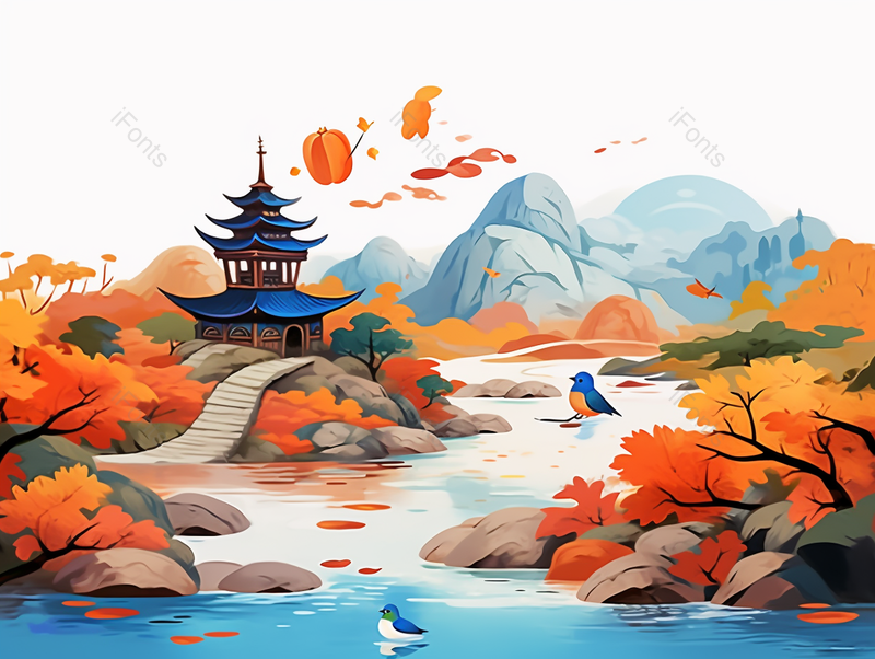 秋天的山东济南红叶谷,插画/手绘图,插画/手绘图库,插画/手绘图下载,插画/手绘